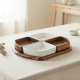 Porcelain and Wood Serving Platter